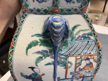 A Chinese doucai vase with elephant handles, Qianlong/Jiaqing